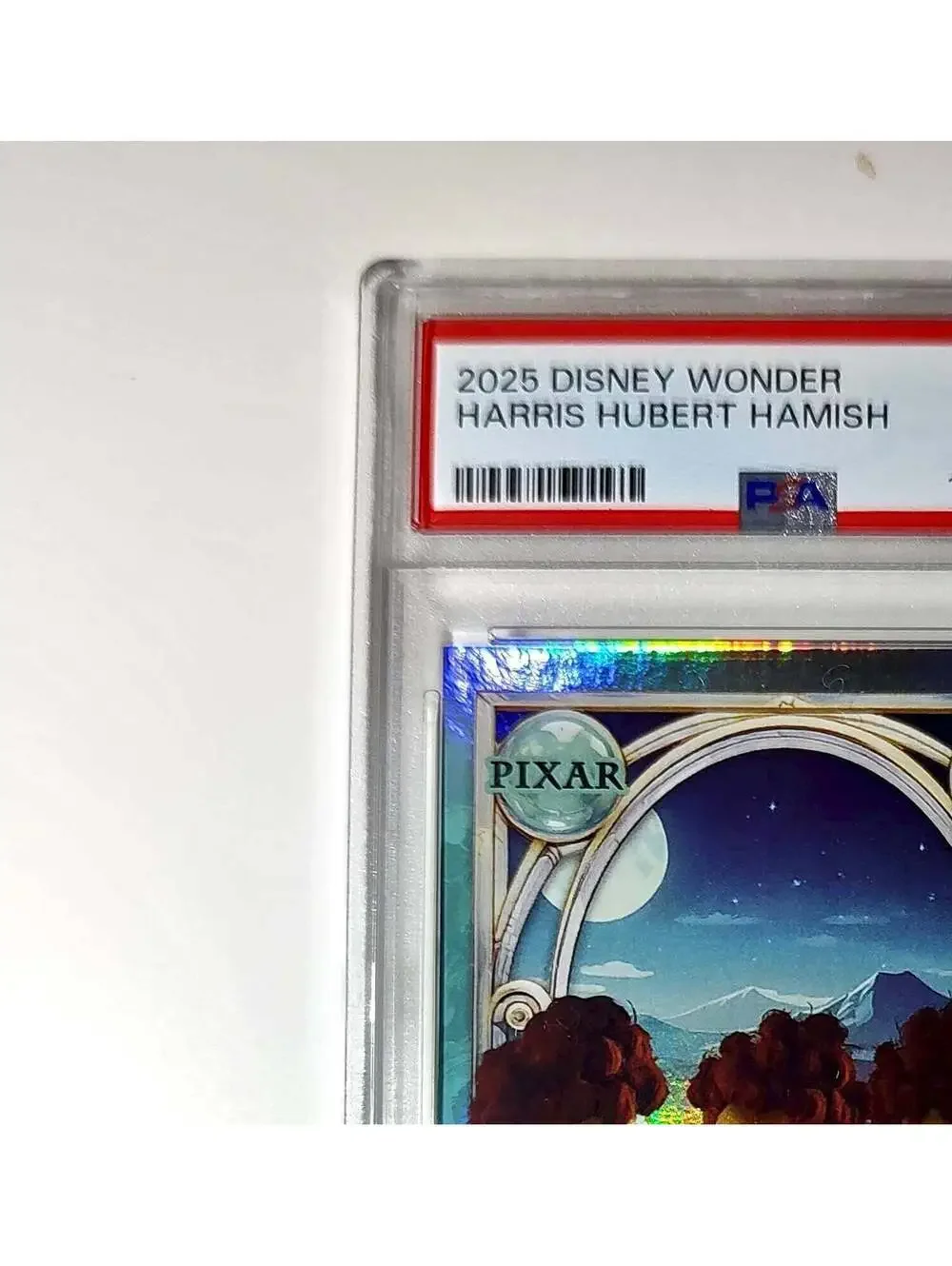 Harris, Hubert, and Hamish 2025 Topps Disney #147 Diamond Card Brave PSA 8